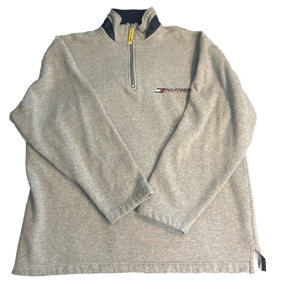 VTG Men’s Tommy Hilfiger Athletics GRAY 1/4 Zip Long Sleeve Sweatshirt Sz S - Picture 1 of 8